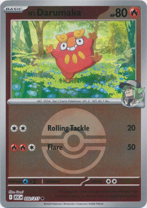 ASC Ascended Heroes - 032/217 - N's Darumaka (Poké Ball Reverse Holo)