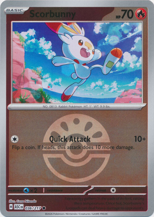 ASC Ascended Heroes - 036/217 - Scorbunny (Friend Ball Reverse Holo)