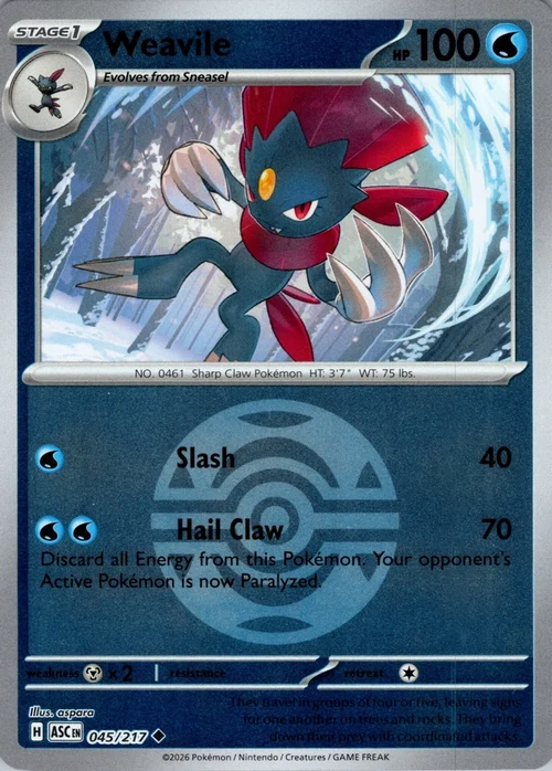 ASC Ascended Heroes - 045/217 - Weavile (Dusk Ball Reverse Holo)