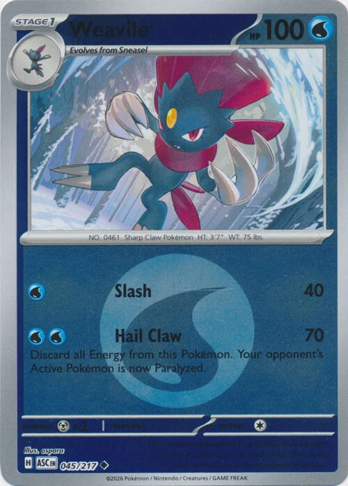 ASC Ascended Heroes - 045/217 - Weavile (Energy Reverse Holo)
