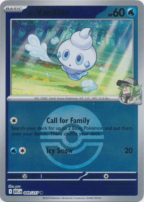ASC Ascended Heroes - 049/217 - N's Vanillite (Poké Ball Reverse Holo)