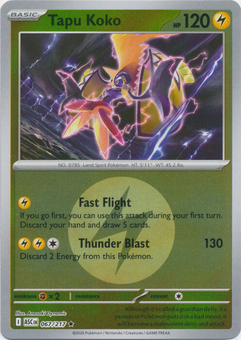 ASC Ascended Heroes - 067/217 - Tapu Koko (Energy Reverse Holo)