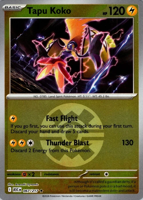 ASC Ascended Heroes - 067/217 - Tapu Koko (Quick Ball Reverse Holo)