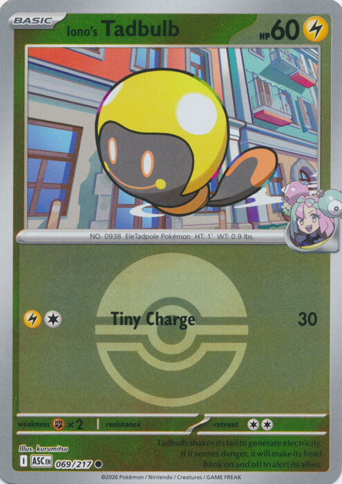 ASC Ascended Heroes - 069/217 - Iono's Tadbulb (Poké Ball Reverse Holo)