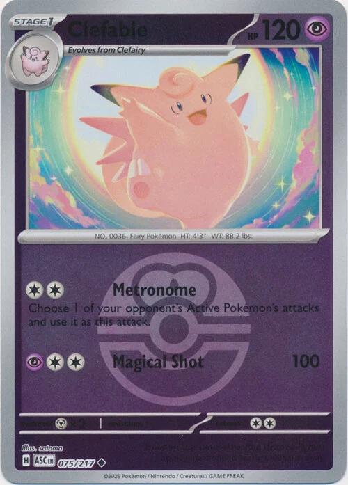 ASC Ascended Heroes - 075/217 - Clefable (Love Ball Reverse Holo)
