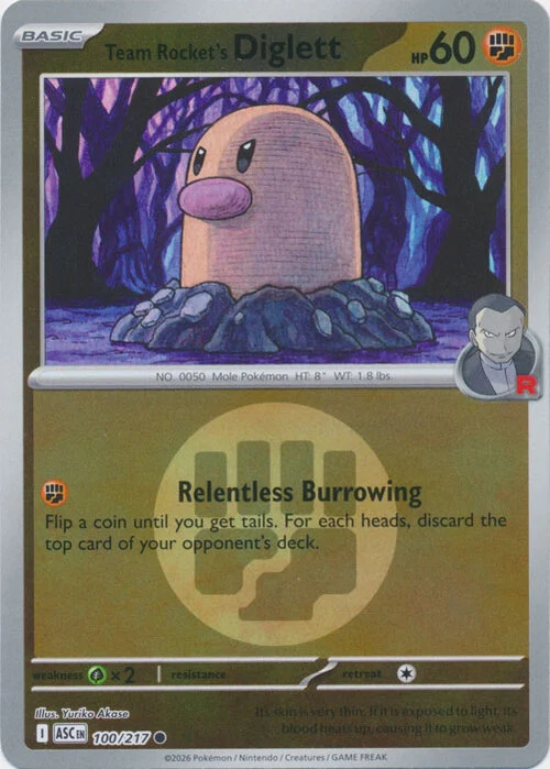 ASC Ascended Heroes - 100/217 - Team Rocket's Diglett (Energy Reverse Holo)