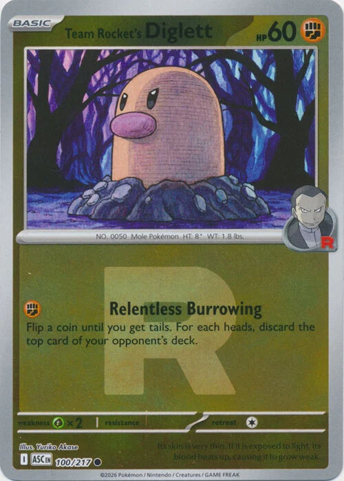 ASC Ascended Heroes - 100/217 - Team Rocket's Diglett (Rocket Reverse Holo)