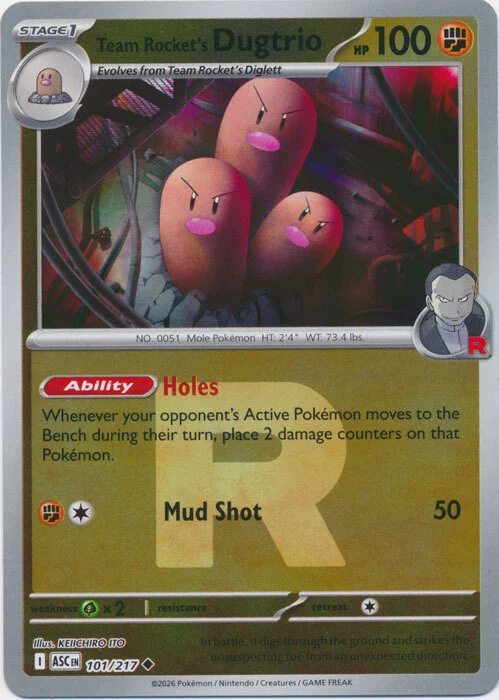 ASC Ascended Heroes - 101/217 - Team Rocket's Dugtrio (Rocket Reverse Holo)
