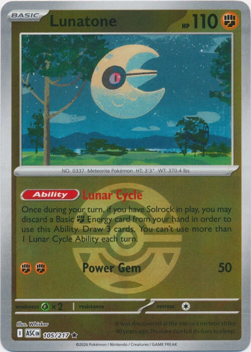 ASC Ascended Heroes - 105/217 - Lunatone (Dusk Ball Reverse Holo)