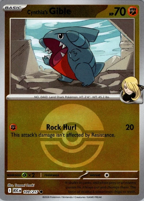 ASC Ascended Heroes - 109/217 - Cynthia's Gible (Poké Ball Reverse Holo)