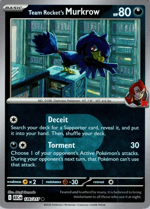ASC Ascended Heroes - 126/217 - Team Rocket's Murkrow (Rocket Reverse Holo)
