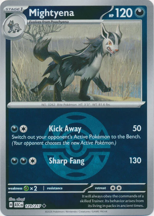 ASC Ascended Heroes - 129/217 - Mightyena (Dusk Ball Reverse Holo)