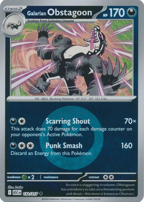 ASC Ascended Heroes - 132/217 - Galarian Obstagoon (Energy Reverse Holo)