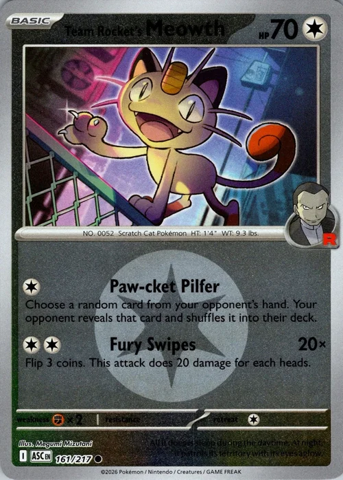 ASC Ascended Heroes - 161/217 - Team Rocket's Meowth (Energy Reverse Holo)