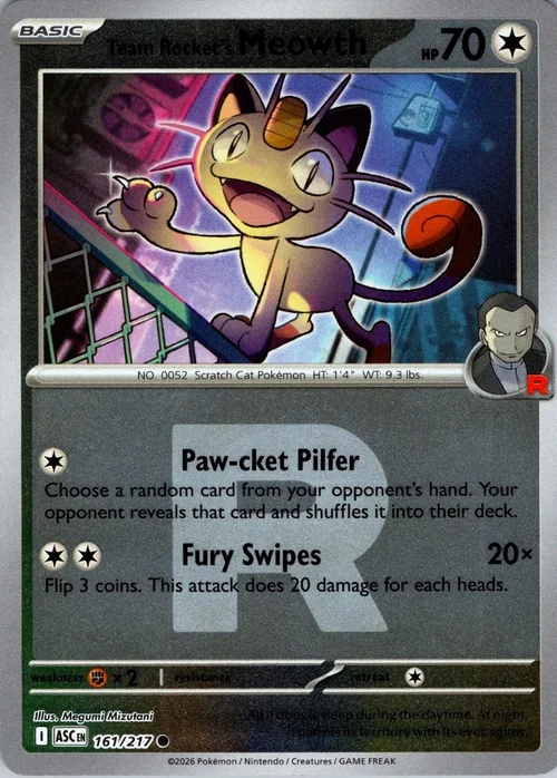 ASC Ascended Heroes - 161/217 - Team Rocket's Meowth (Rocket Reverse Holo)