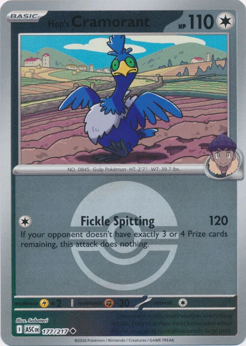 ASC Ascended Heroes - 177/217 - Hop's Cramorant (Poké Ball Reverse Holo)