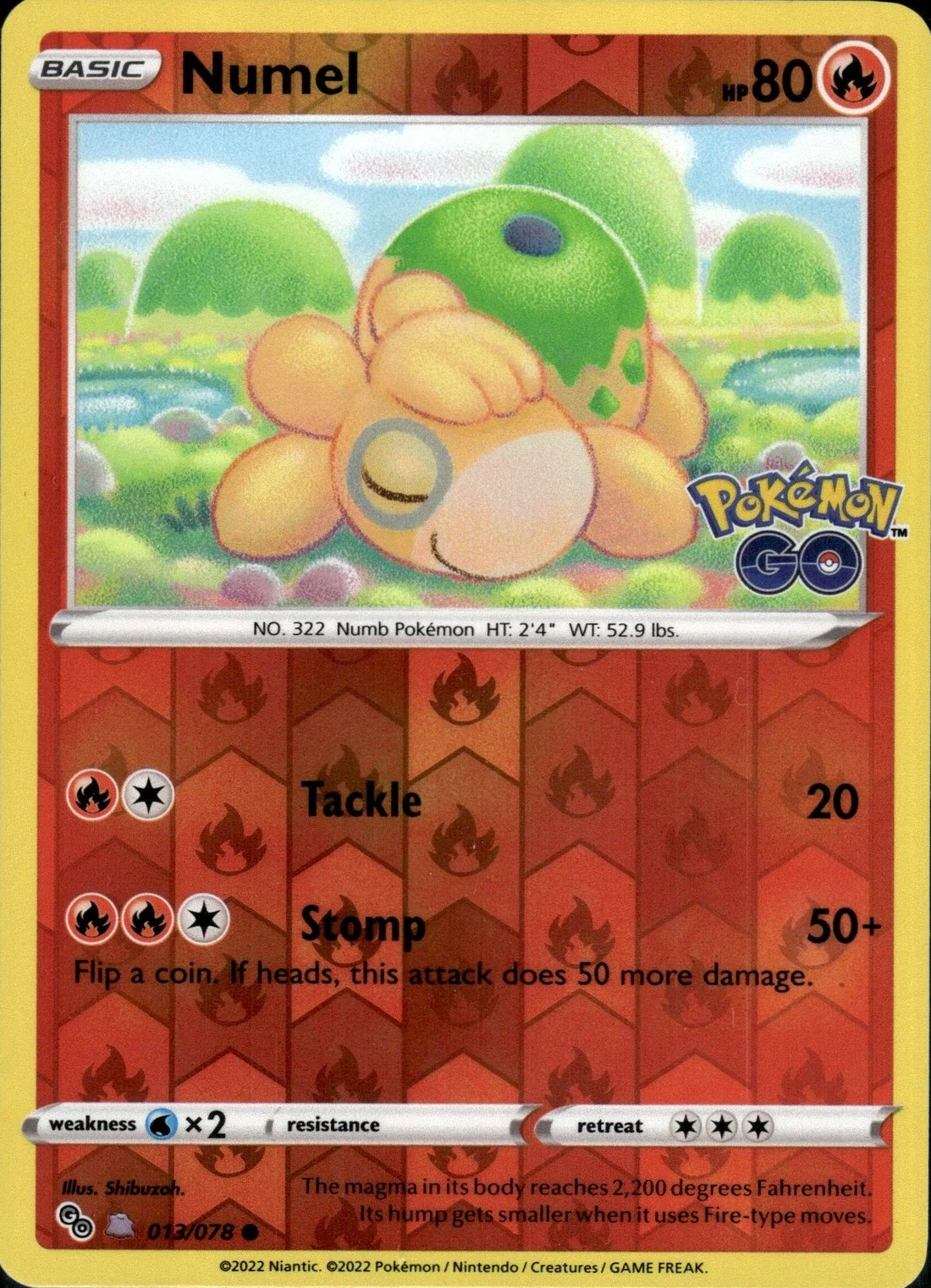 PGO - Pokémon GO - 013/078 - Numel (Reverse Holo) (Peelable Ditto)