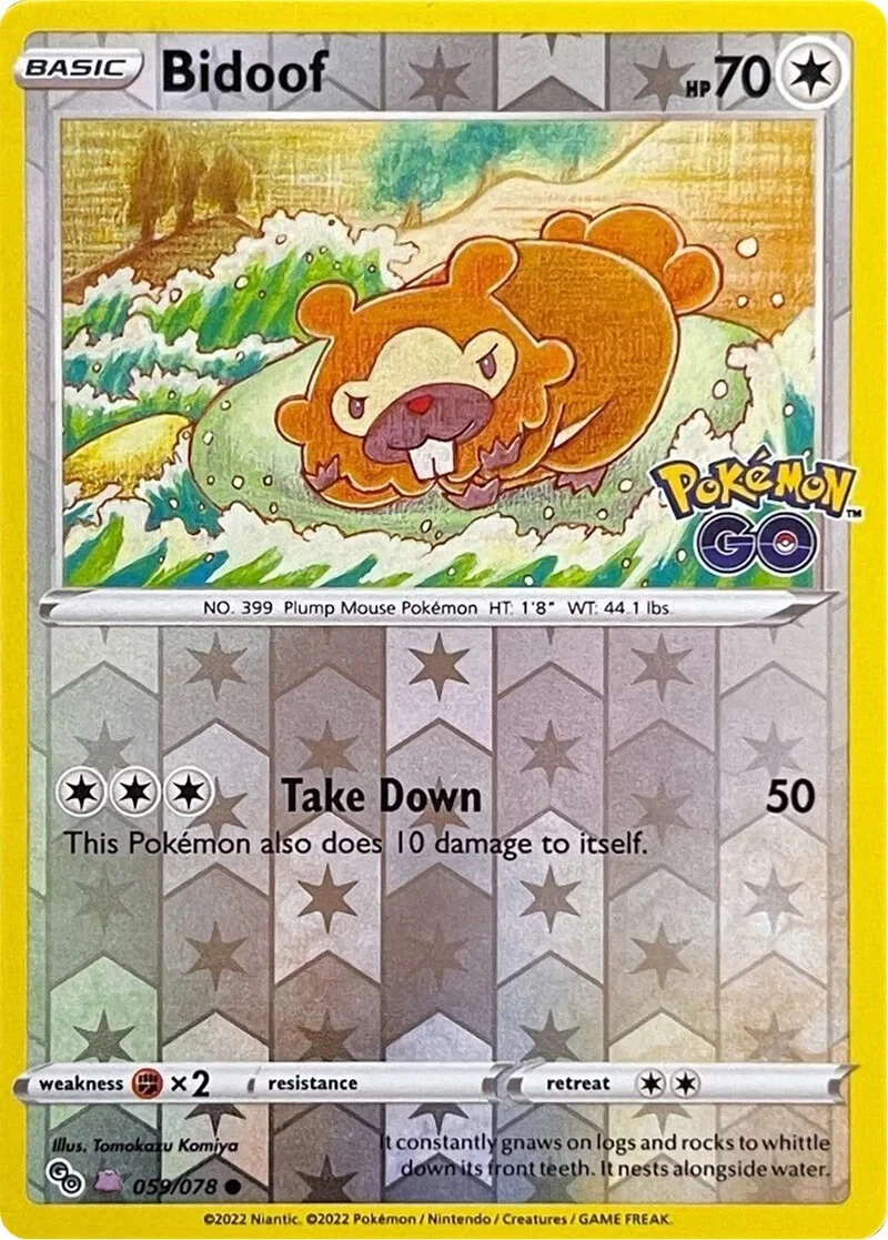 PGO - Pokémon GO - 059/078 - Bidoof (Reverse Holo) (Peelable Ditto)